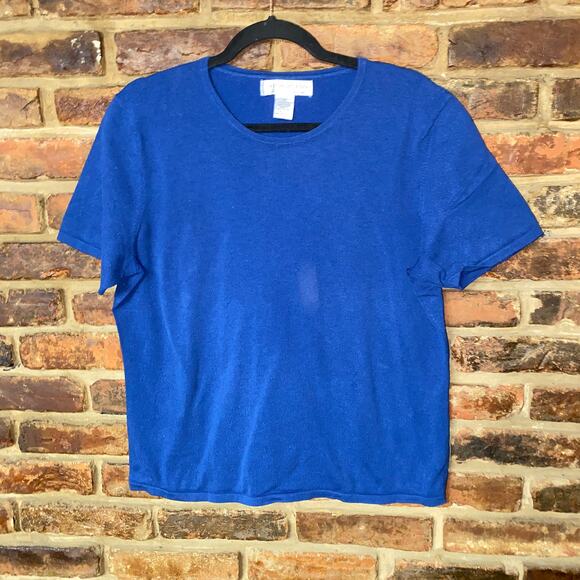 Sutton Studio Blue Short Sleeve Knit Top Women's Size XL - Picture 1 of 4